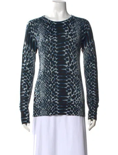 Pre-owned Equipment Cashmere Animal Print Sweater In Blue