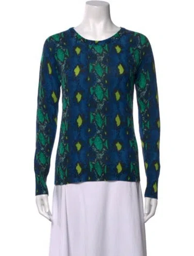 Pre-owned Equipment Cashmere Animal Print Sweater In Blue