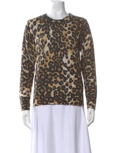 Pre-owned Equipment Cashmere Animal Print Sweater In Brown