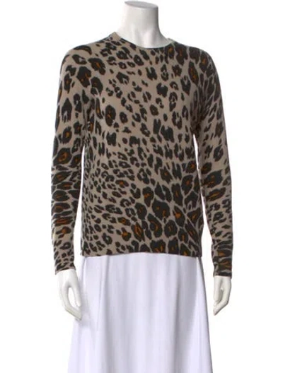 Pre-owned Equipment Cashmere Animal Print Sweater In Brown