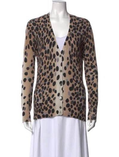 Pre-owned Equipment Cashmere Animal Print Sweater In Brown