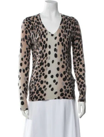 Pre-owned Equipment Cashmere Animal Print Sweater In Brown