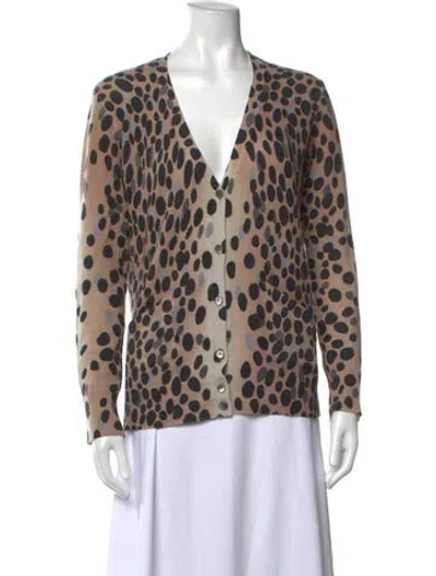 Pre-owned Equipment Cashmere Animal Print Sweater In Brown