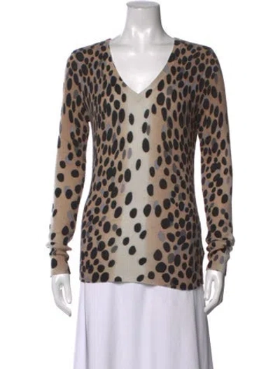 Pre-owned Equipment Cashmere Animal Print Sweater In Brown