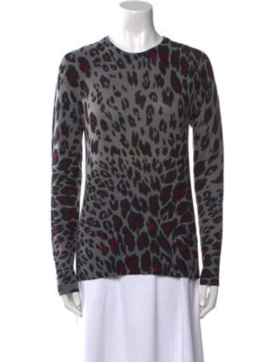 Pre-owned Equipment Cashmere Animal Print Sweater In Gray