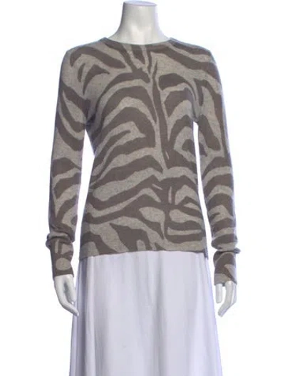 Pre-owned Equipment Cashmere Animal Print Sweater In Grey/neutrals