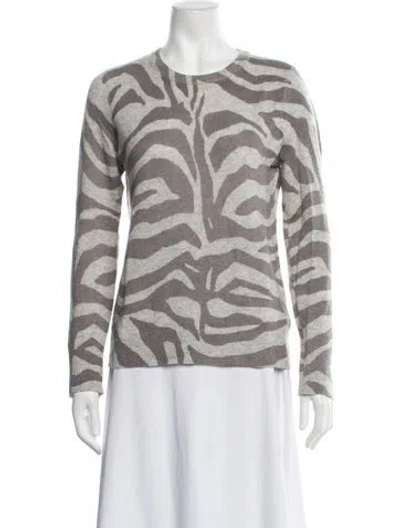 Pre-owned Equipment Cashmere Animal Print Sweater In Grey/neutrals