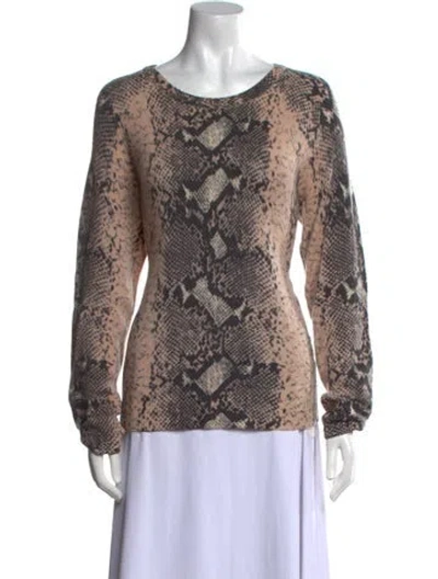 Pre-owned Equipment Cashmere Animal Print Sweater In Neutral