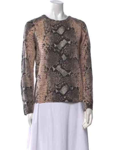 Pre-owned Equipment Cashmere Animal Print Sweater In Neutral