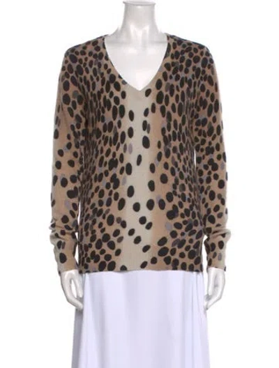 Pre-owned Equipment Cashmere Animal Print Sweater In Neutral
