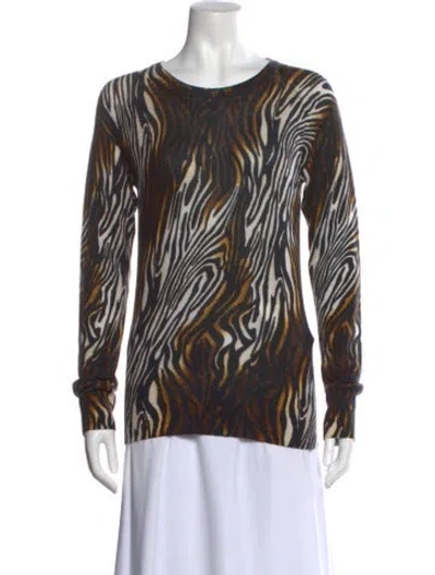Pre-owned Equipment Cashmere Animal Print Sweater In Neutral