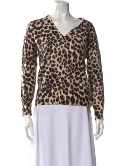 Pre-owned Equipment Cashmere Animal Print Sweater In Neutrals
