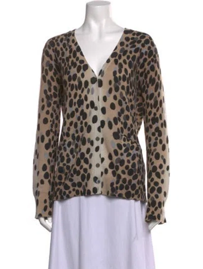 Pre-owned Equipment Cashmere Animal Print Sweater In Neutrals
