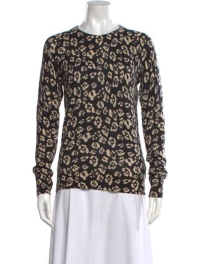 Pre-owned Equipment Cashmere Animal Print Sweater W/ Tags In Black