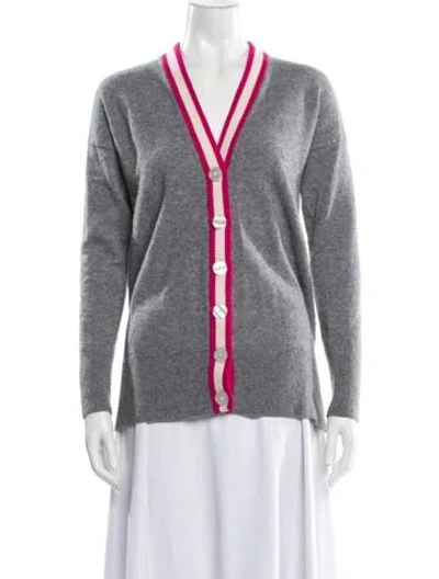 Pre-owned Equipment Cashmere Colorblock Pattern Evening Jacket In Gray