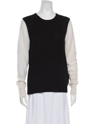 Pre-owned Equipment Cashmere Colorblock Pattern Sweater In Black/white