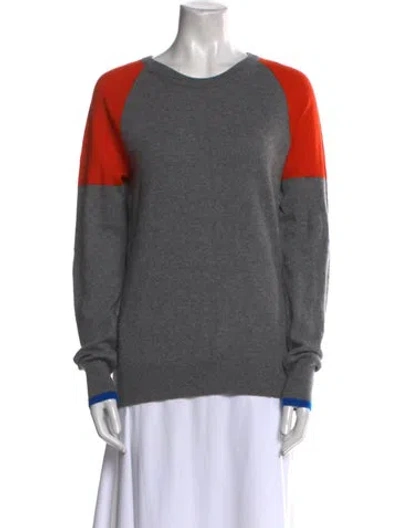 Pre-owned Equipment Cashmere Colorblock Pattern Sweater In Gray