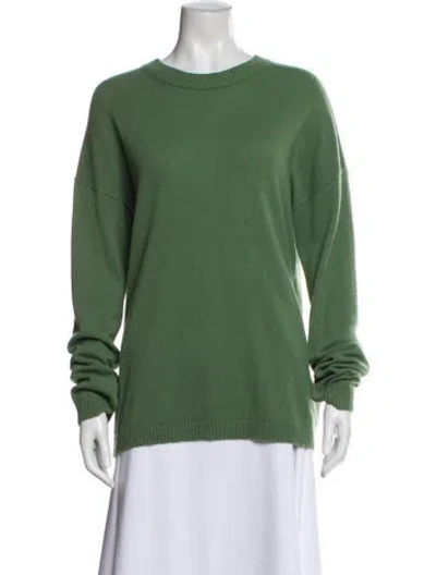 Pre-owned Equipment Cashmere Crew Neck Sweater In Green
