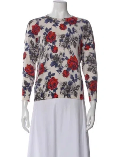 Pre-owned Equipment Cashmere Floral Print Sweater In Neutral