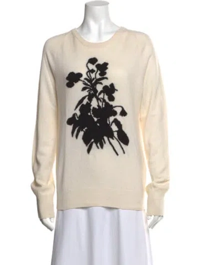 Pre-owned Equipment Cashmere Floral Print Sweater In Neutrals