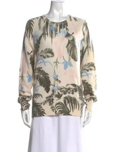 Pre-owned Equipment Cashmere Floral Print Sweater In Neutrals
