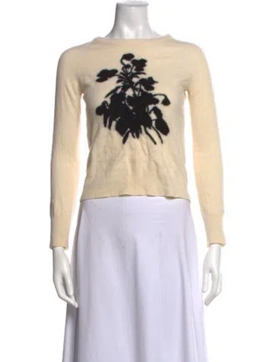 Pre-owned Equipment Cashmere Floral Print Sweater In Neutrals