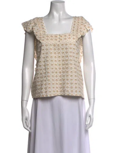 Pre-owned Equipment Cashmere Floral Print Sweater In Neutrals