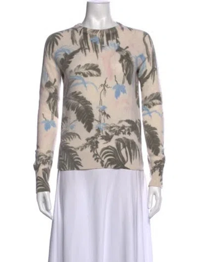 Pre-owned Equipment Cashmere Floral Print Sweater In White