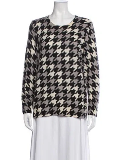 Pre-owned Equipment Cashmere Houndstooth Print Sweater In Black