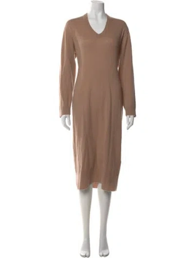 Pre-owned Equipment Cashmere Midi Length Dress In Brown