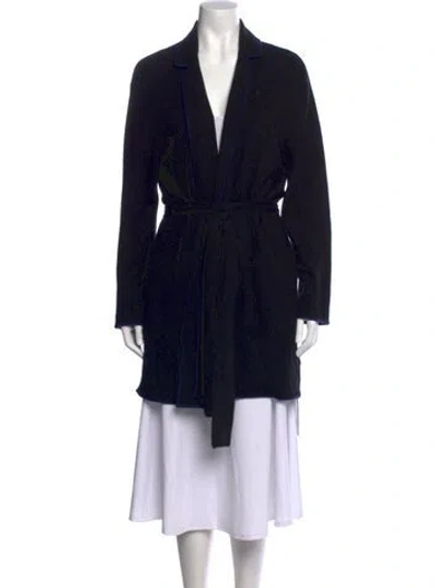 Pre-owned Equipment Cashmere Open Front Sweater In Black