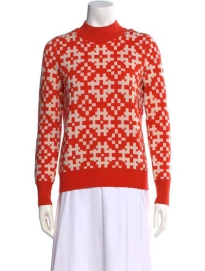 Pre-owned Equipment Cashmere Patterned Sweater In Orange