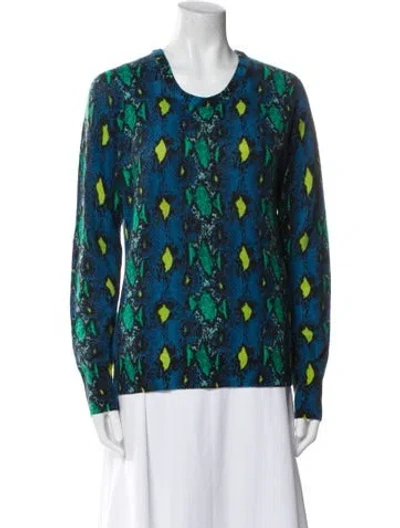 Pre-owned Equipment Cashmere Printed Sweater In Blue