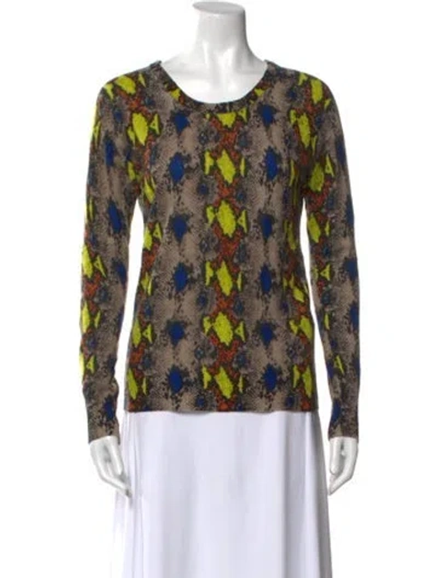 Pre-owned Equipment Cashmere Printed Sweater In Brown