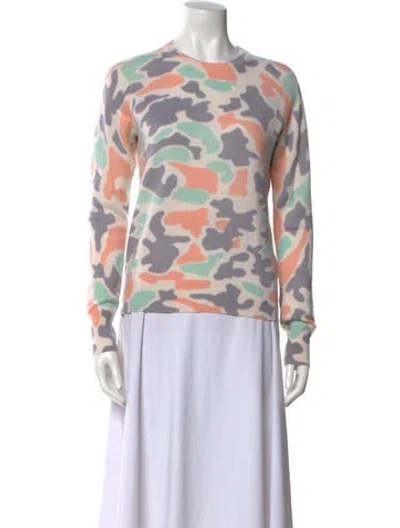 Pre-owned Equipment Cashmere Printed Sweater In White