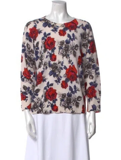 Pre-owned Equipment Cashmere Printed Sweater In White