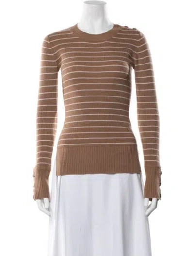 Pre-owned Equipment Cashmere Striped Sweater In Brown