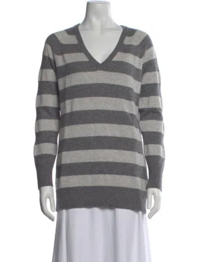 Pre-owned Equipment Cashmere Striped Sweater In Gray