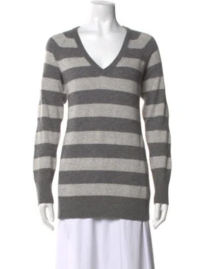 Pre-owned Equipment Cashmere Striped Sweater In Grey/metallic