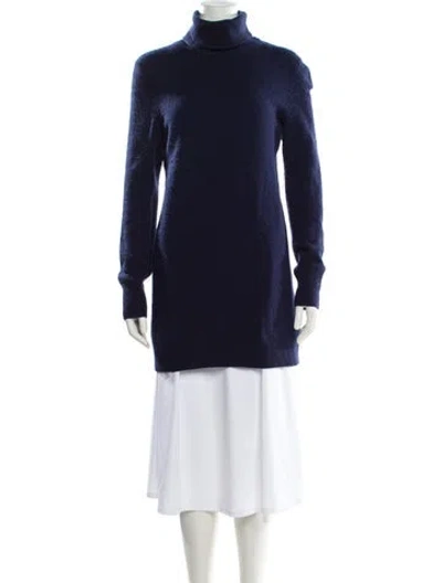 Pre-owned Equipment Cashmere Turtleneck Sweater In Blue