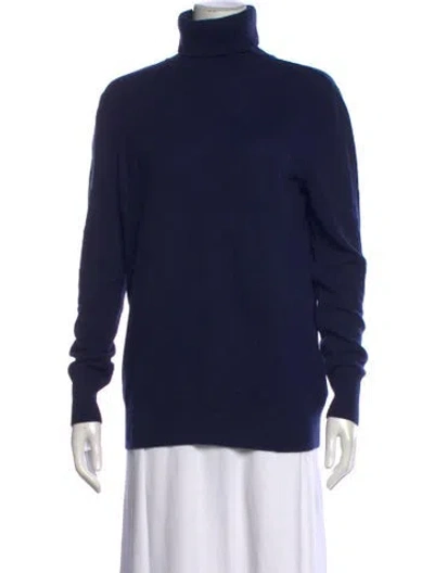 Pre-owned Equipment Cashmere Turtleneck Sweater In Blue