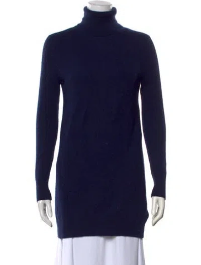 Pre-owned Equipment Cashmere Turtleneck Sweater In Blue