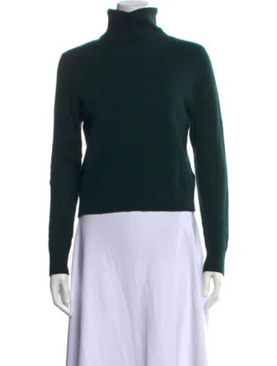 Pre-owned Equipment Cashmere Turtleneck Sweater In Green