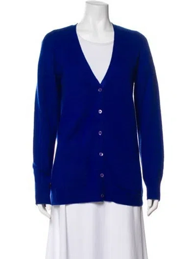 Pre-owned Equipment Cashmere V-neck Sweater In Blue
