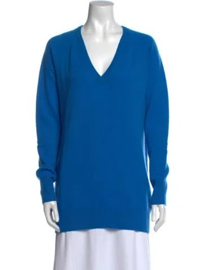 Pre-owned Equipment Cashmere V-neck Sweater In Blue