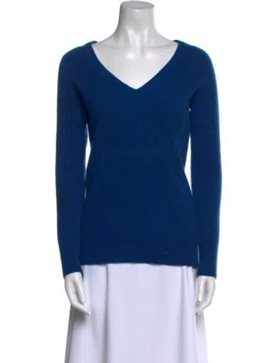 Pre-owned Equipment Cashmere V-neck Sweater In Blue