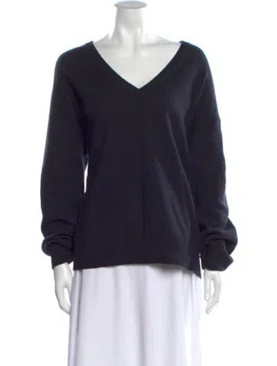 Pre-owned Equipment Cashmere V-neck Sweater In Blue