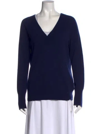 Pre-owned Equipment Cashmere V-neck Sweater In Blue