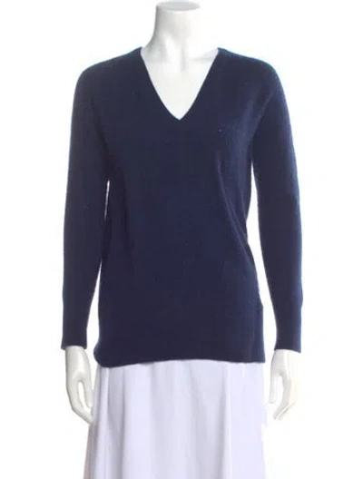 Pre-owned Equipment Cashmere V-neck Sweater In Blue