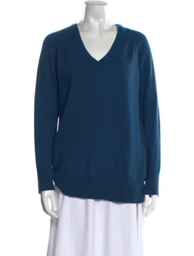 Pre-owned Equipment Cashmere V-neck Sweater In Blue